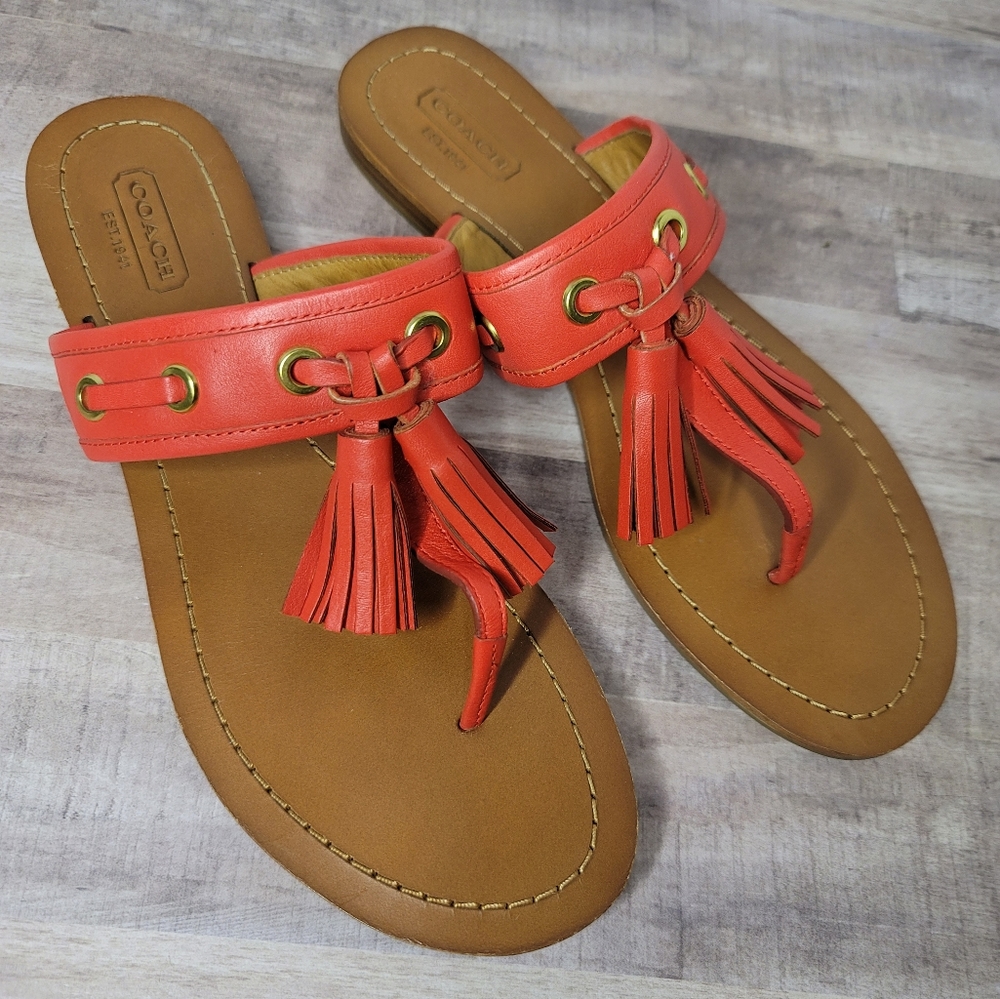 Coach Sheena Red Leather Sandals